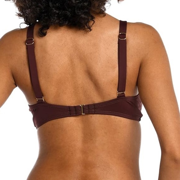 NWT La Blanca Island Goddess Twist Underwire Bikini Top Java Brown Size 16 - Picture 2 of 5
